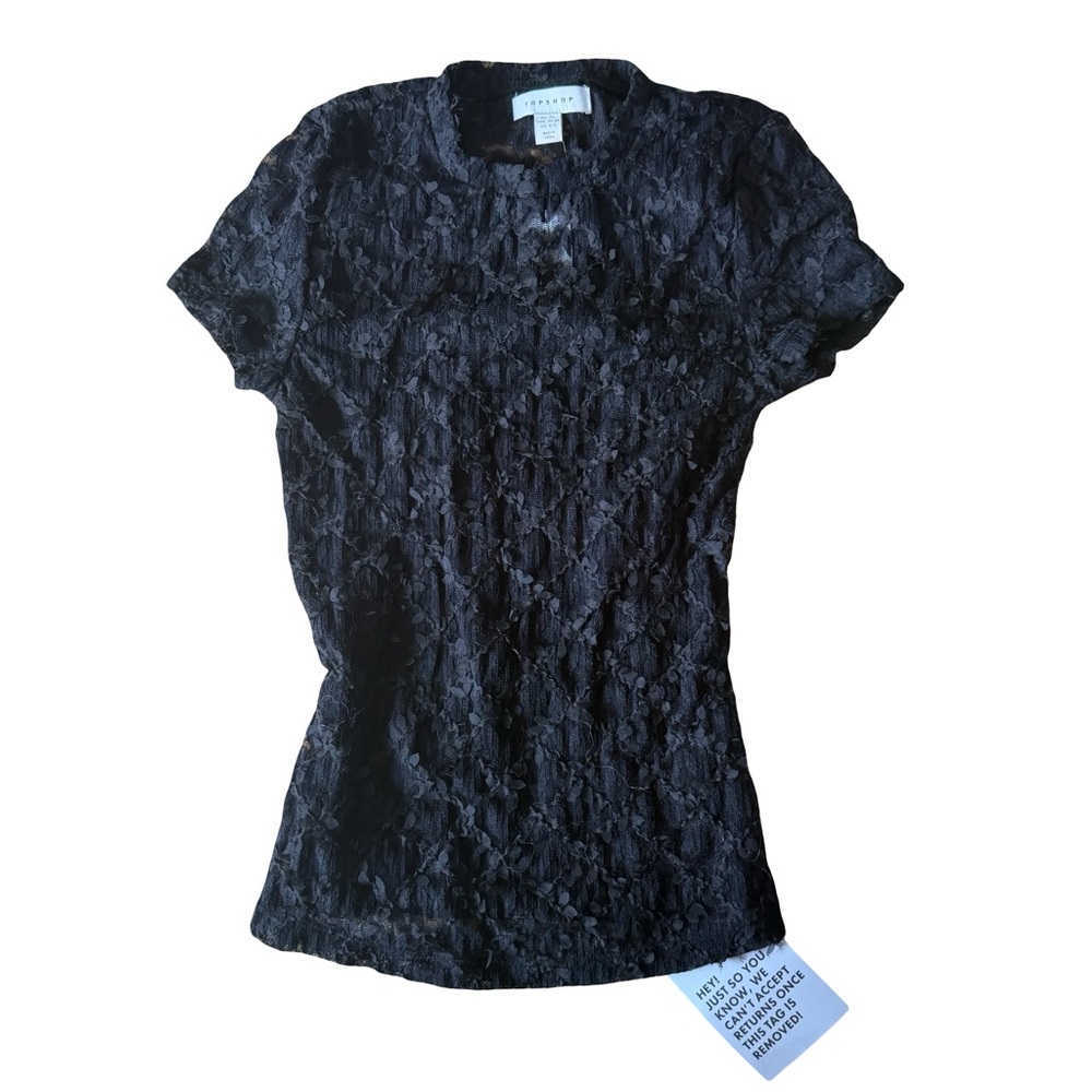 Topshop Black Lace Appliqué Top